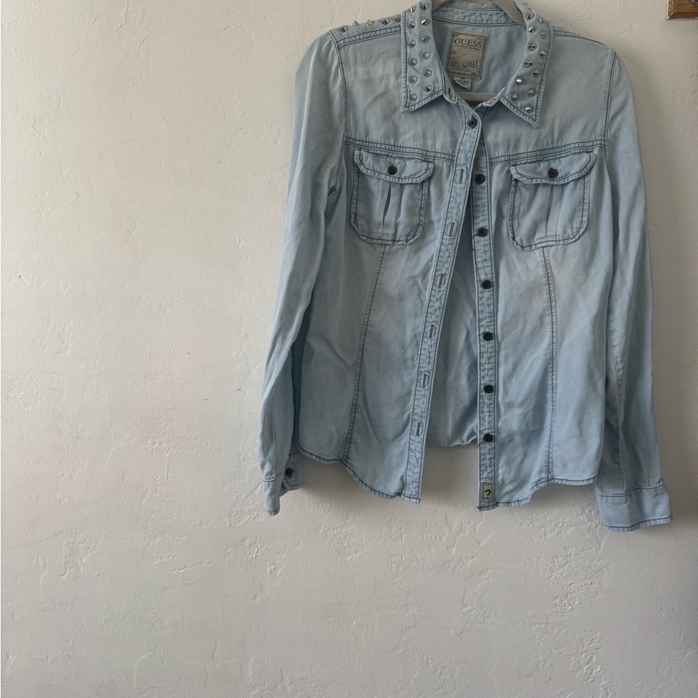 GUESS Light Blue Studded Denim Shirt
